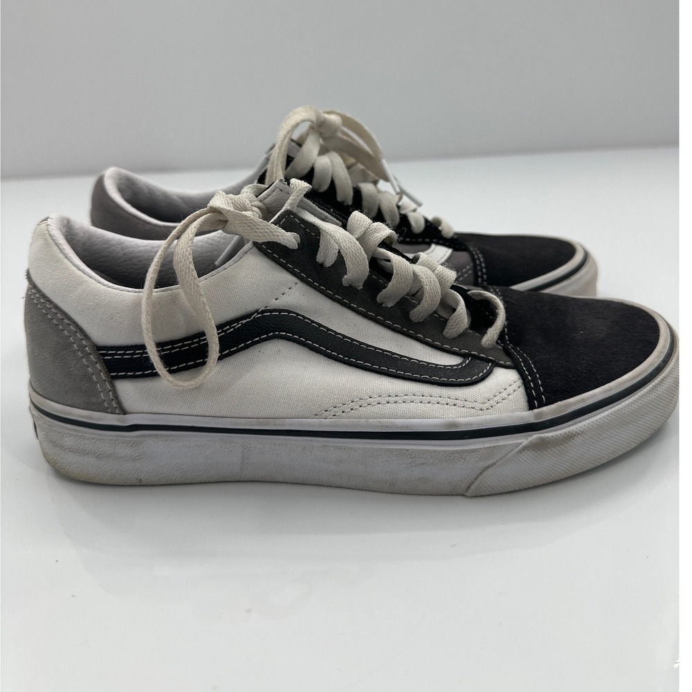 Vans Colorblock Black Grey White Suede Canvas Sneakers Mens 6 Womens‎ 7.5